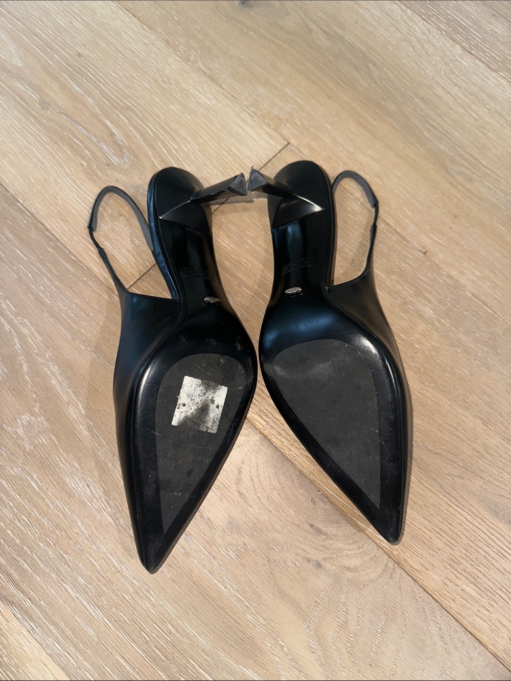 Tony Bianco Black Pointed Slingback Pumps with Geometric Toe - Picture 3 of 3